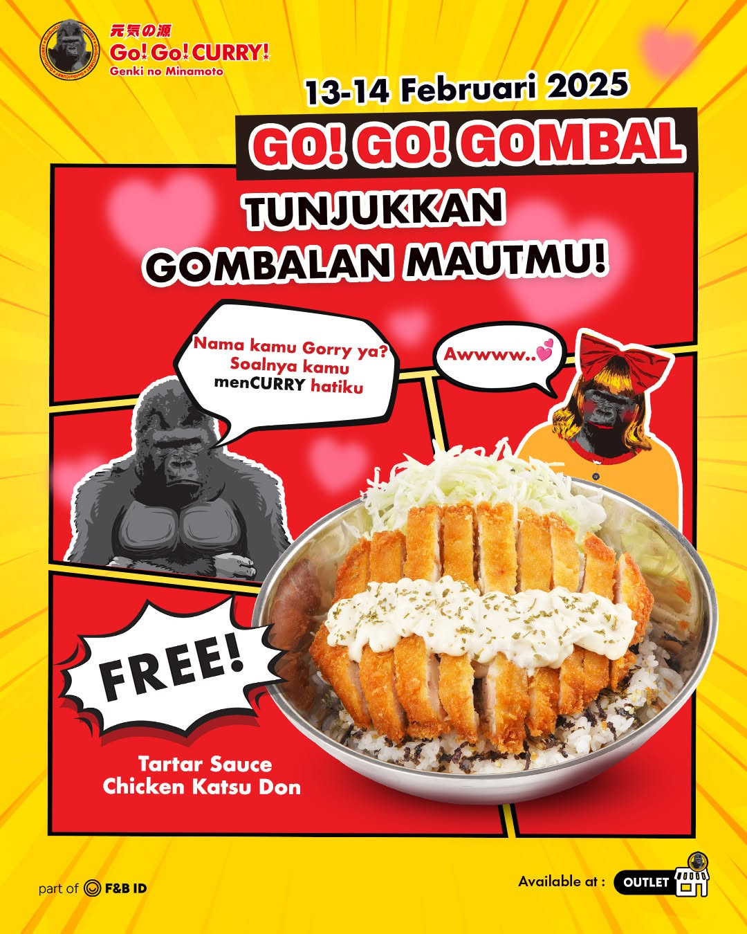 Promo Go Go Curry Go! Go! Gombal FREE Tartar Sauce Chicken Katsu Don - Image 1