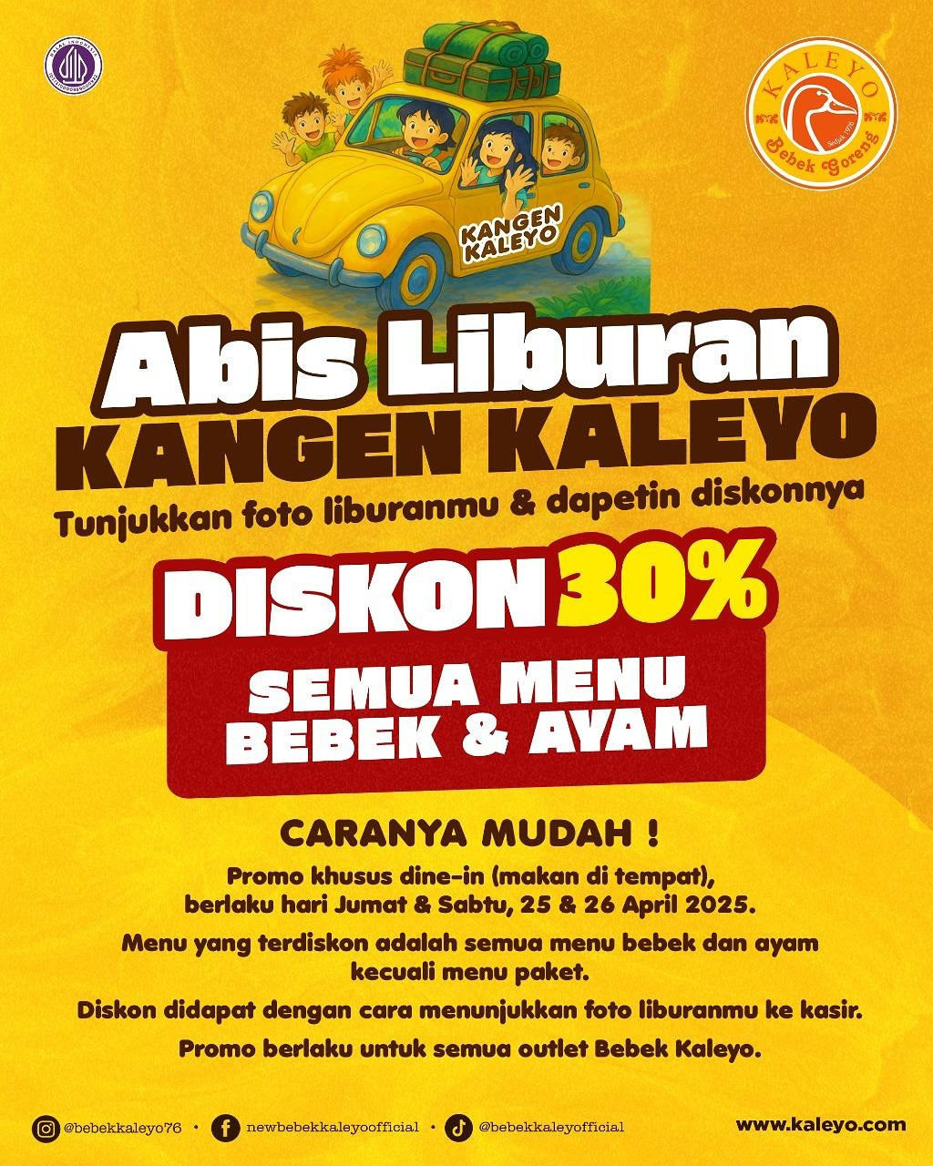 Promo Bebek Kaleyo Diskon 30% Dengan Menunjukkan Foto Liburan - Image 2
