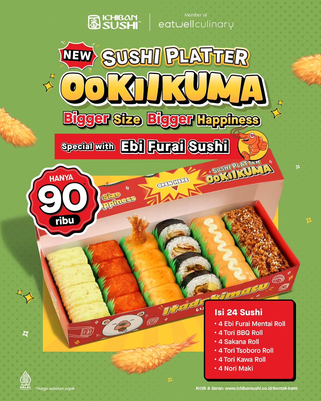 Promo Ichiban Sushi Ookiikuma Sushi Platter Rp 90.000