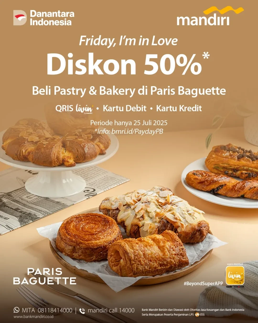 Promo Paris Baguette Diskon 50% dengan QRIS/Kartu Kredit/Debit Mandiri - Image 2